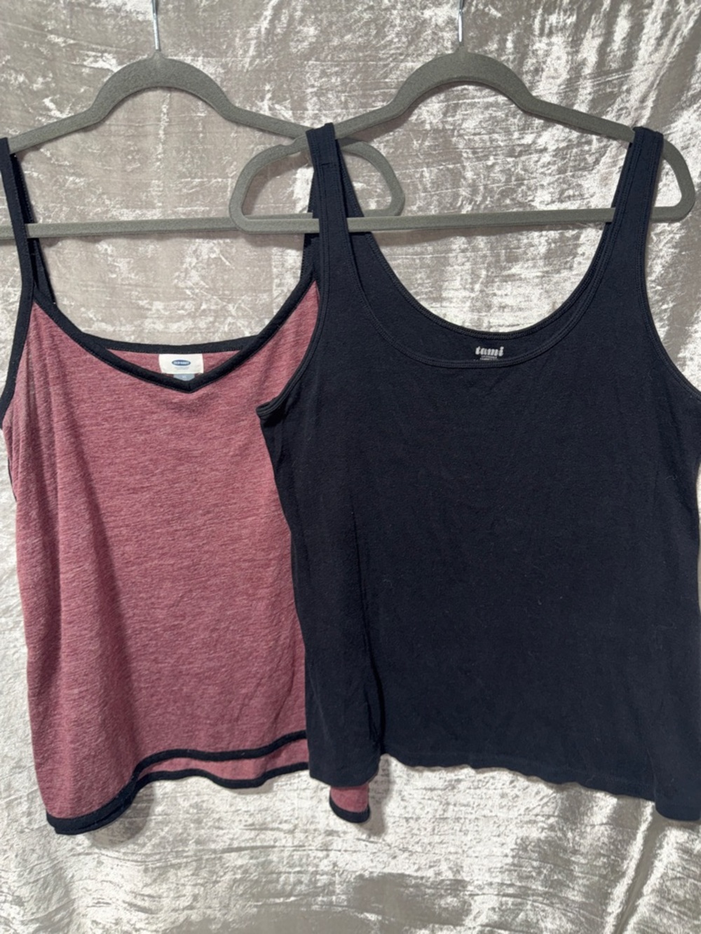 Old Navy Tank Tops in Black and Mauve/Pale Red